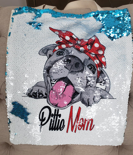 Pittie Mom Polka Dot Sequin Tote