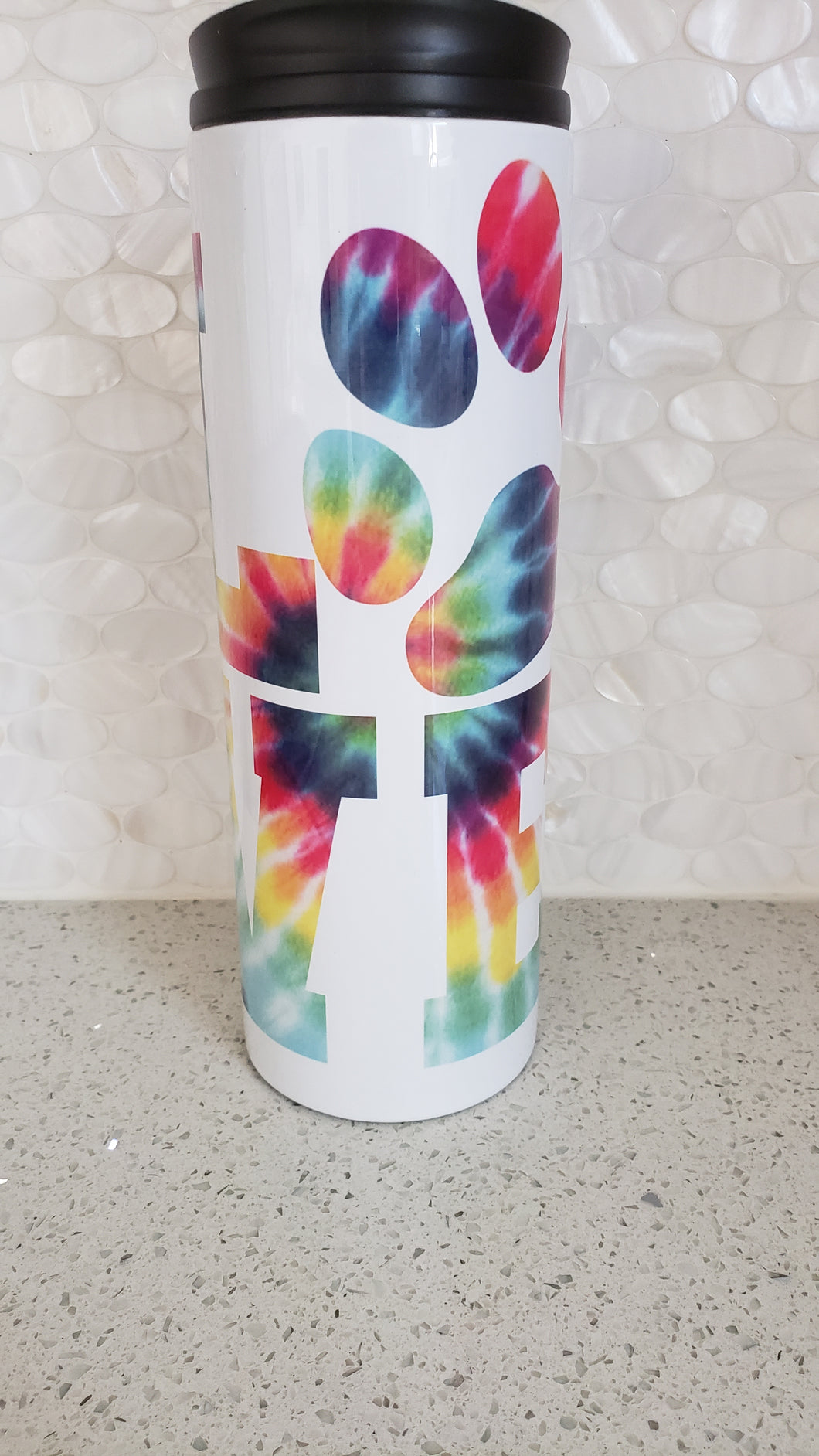 Love Tie Dye Paw Print Tumbler