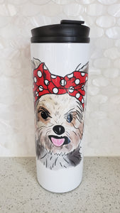 Cute Yorkie with Red Bow Tumbler