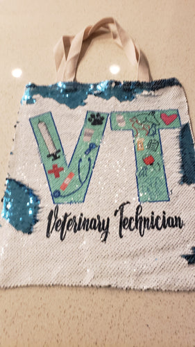 Vet Tech Sequin Tote Bag