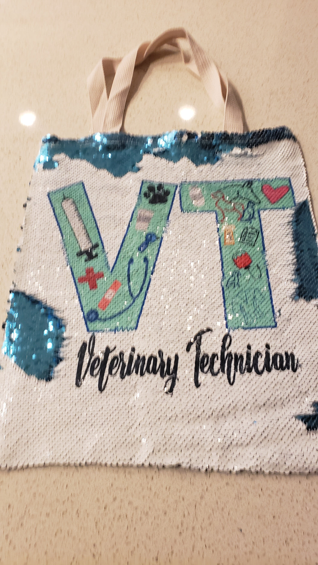 Vet Tech Sequin Tote Bag