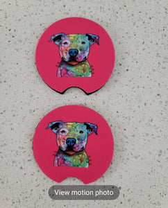 Pitbull Colorful Car Coasters