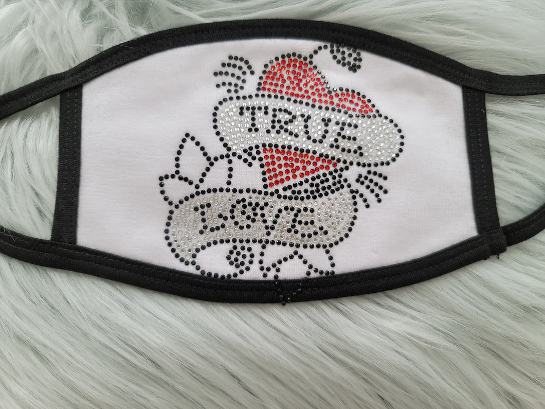 Rhinestone Tattoo True Love White 3 Layer Cotton Mask